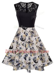 Beautiful Multi-color Homecoming Dress Prom and Party and For with Lace and Embroidery and Pattern Scoop Sleeveless Zipper