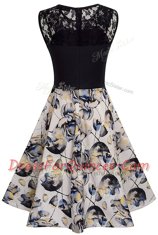 Beautiful Multi-color Homecoming Dress Prom and Party and For with Lace and Embroidery and Pattern Scoop Sleeveless Zipper