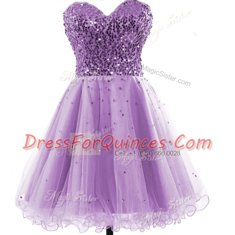 Chiffon Sleeveless Knee Length Dress for Prom and Beading and Ruching