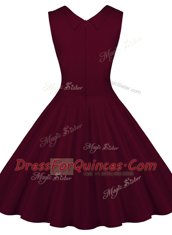 Burgundy Sweetheart Zipper Ruching Prom Party Dress Sleeveless