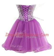 Artistic Sweetheart Sleeveless Lace Up Dress for Prom Lilac Organza