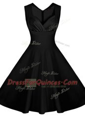 Ruching Prom Dresses Black Zipper Sleeveless Knee Length