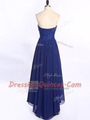 Adorable High Low Royal Blue Homecoming Dress Sweetheart Sleeveless Zipper