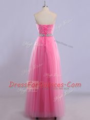 High Quality Sweetheart Sleeveless Lace Up Prom Evening Gown Rose Pink Tulle