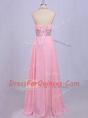 Ideal Halter Top Sleeveless Beading and Belt Zipper Prom Gown