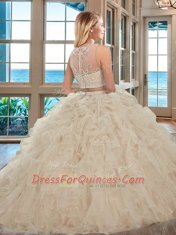 Artistic Floor Length Baby Pink Vestidos de Quinceanera Scoop Sleeveless Zipper