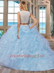 White Sleeveless Beading and Ruffles Floor Length 15th Birthday Dress