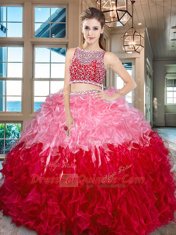 Stylish Floor Length Two Pieces Sleeveless Multi-color 15th Birthday Dress Side Zipper