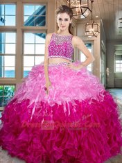 Stylish Floor Length Two Pieces Sleeveless Multi-color 15th Birthday Dress Side Zipper