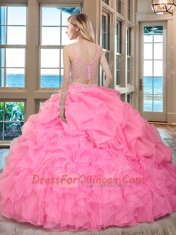 Eye-catching Floor Length Zipper 15th Birthday Dress Apple Green for Military Ball and Sweet 16 and Quinceanera with Beading and Ruffles and Pick Ups