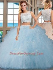 Fabulous Tulle Sleeveless Floor Length Quinceanera Dresses and Beading and Ruffles