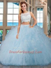 Fabulous Tulle Sleeveless Floor Length Quinceanera Dresses and Beading and Ruffles