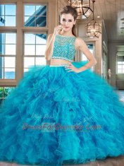 Nice Fuchsia 15 Quinceanera Dress Military Ball and Sweet 16 and Quinceanera and For with Beading and Ruffles Bateau Sleeveless Brush Train Side Zipper