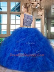 Nice Fuchsia 15 Quinceanera Dress Military Ball and Sweet 16 and Quinceanera and For with Beading and Ruffles Bateau Sleeveless Brush Train Side Zipper