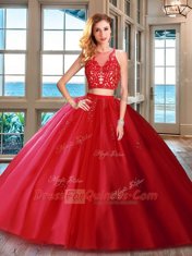 Royal Blue Zipper Scoop Appliques Quinceanera Dress Tulle Sleeveless