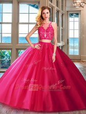 Royal Blue Zipper Scoop Appliques Quinceanera Dress Tulle Sleeveless