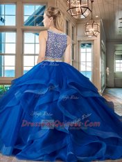 Elegant Floor Length Two Pieces Sleeveless Red Sweet 16 Quinceanera Dress Side Zipper