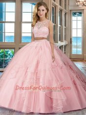 Fantastic Scoop Sleeveless Zipper Floor Length Beading and Ruffles Sweet 16 Dresses
