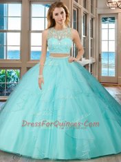 Fantastic Scoop Sleeveless Zipper Floor Length Beading and Ruffles Sweet 16 Dresses