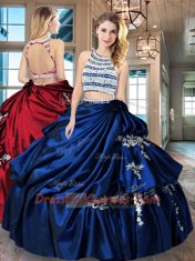 Amazing Pick Ups Floor Length Royal Blue Quince Ball Gowns Scoop Sleeveless Backless