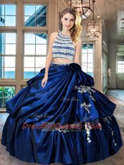 Amazing Pick Ups Floor Length Royal Blue Quince Ball Gowns Scoop Sleeveless Backless