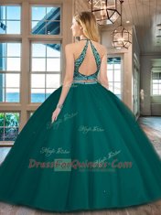 Superior Scoop Sleeveless Backless 15th Birthday Dress Royal Blue Tulle