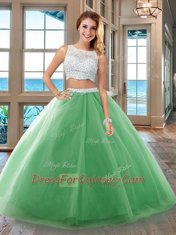 Pretty Floor Length Side Zipper Ball Gown Prom Dress Purple for Military Ball and Sweet 16 and Quinceanera with Beading