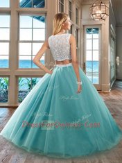 Pretty Floor Length Side Zipper Ball Gown Prom Dress Purple for Military Ball and Sweet 16 and Quinceanera with Beading