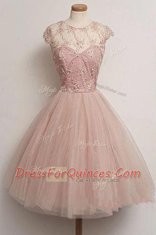 Scoop Cap Sleeves Appliques Zipper Prom Gown