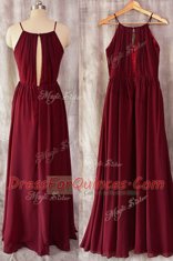 Sophisticated Floor Length A-line Sleeveless Burgundy Zipper