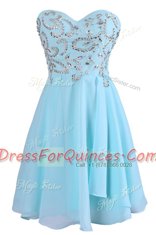 Sleeveless Criss Cross Knee Length Embroidery Dress for Prom