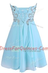 Sleeveless Criss Cross Knee Length Embroidery Dress for Prom