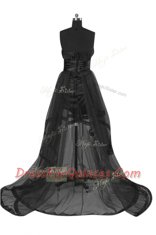 Dazzling Strapless Sleeveless Tulle Prom Evening Gown Sashes ribbons Zipper