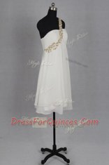 Admirable A-line Evening Dress White Sweetheart Chiffon Sleeveless Tea Length Zipper