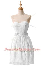 Lace Sleeveless Beading Zipper Prom Evening Gown