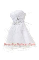 Dramatic Ball Gowns Prom Gown White Sweetheart Tulle Sleeveless Knee Length Criss Cross