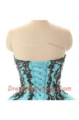 Decent Sweetheart Sleeveless Lace Up Prom Gown Aqua Blue Tulle