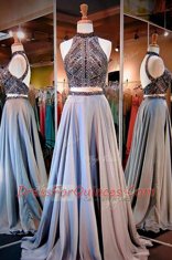 Sophisticated Sleeveless Backless Floor Length Beading