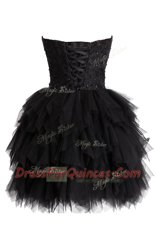 Superior Sleeveless Lace Up Knee Length Beading and Sequins Evening Dress