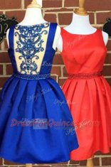 Sweet Knee Length Royal Blue Prom Party Dress Bateau Sleeveless Side Zipper