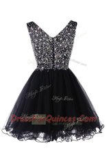 Baby Blue V-neck Neckline Beading Evening Dress Sleeveless Zipper