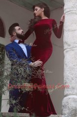 Mermaid Long Sleeves Sweep Train Beading Backless