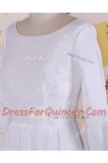 Scoop Knee Length Zipper Homecoming Dress White for Prom and Party with Ruching