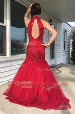 Cute Mermaid Sleeveless Sequins Zipper Prom Evening Gown