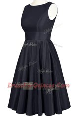 Super Scoop Navy Blue Sleeveless Taffeta Backless for Prom and Party