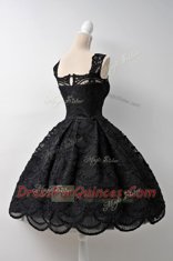 Pretty Black Square Neckline Lace Prom Party Dress Sleeveless Zipper