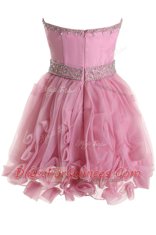 Most Popular Knee Length A-line Sleeveless Pink Prom Evening Gown Zipper