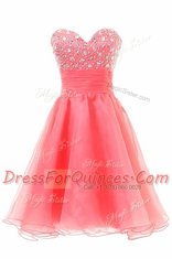 Artistic Watermelon Red Sweetheart Neckline Beading Prom Evening Gown Sleeveless Zipper