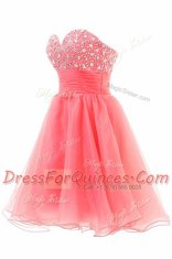 Artistic Watermelon Red Sweetheart Neckline Beading Prom Evening Gown Sleeveless Zipper