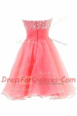 Artistic Watermelon Red Sweetheart Neckline Beading Prom Evening Gown Sleeveless Zipper